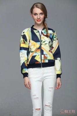 【廠家直銷2016秋冬爆款歐美印花棒球服外套女裝批發Y12】常熟市服裝城悅衣服飾商行 - 產品庫